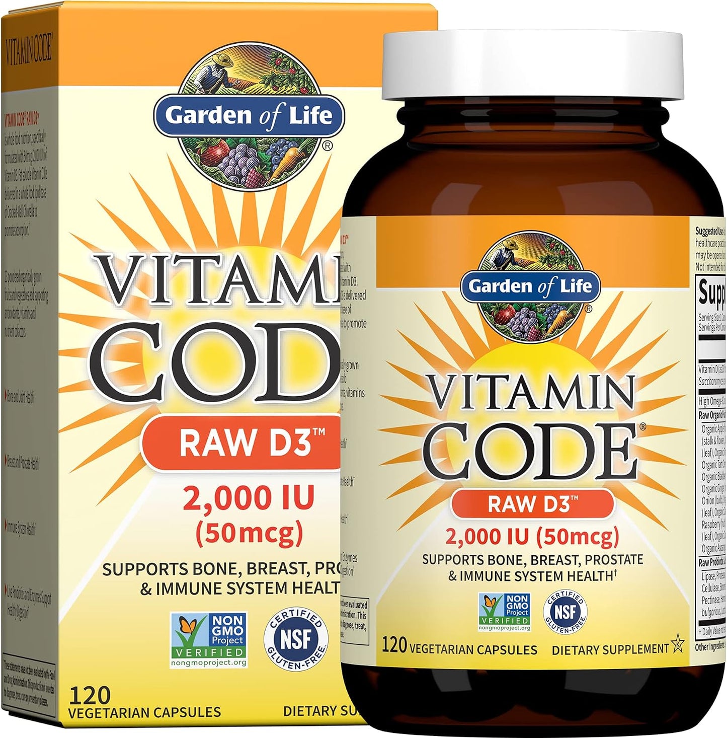 Garden of Life Vitamin Code Raw D3 2000 IU - 120 Capsules - görsel 1