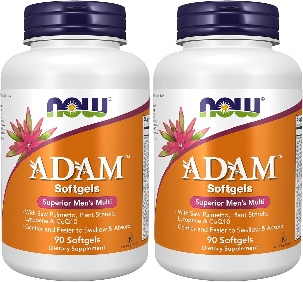 NOW Supplements, ADAM™ Men's Multivitamin with Saw Palmetto, Plant Sterols, Lycopene & CoQ10, 90 Softgels - görsel 8