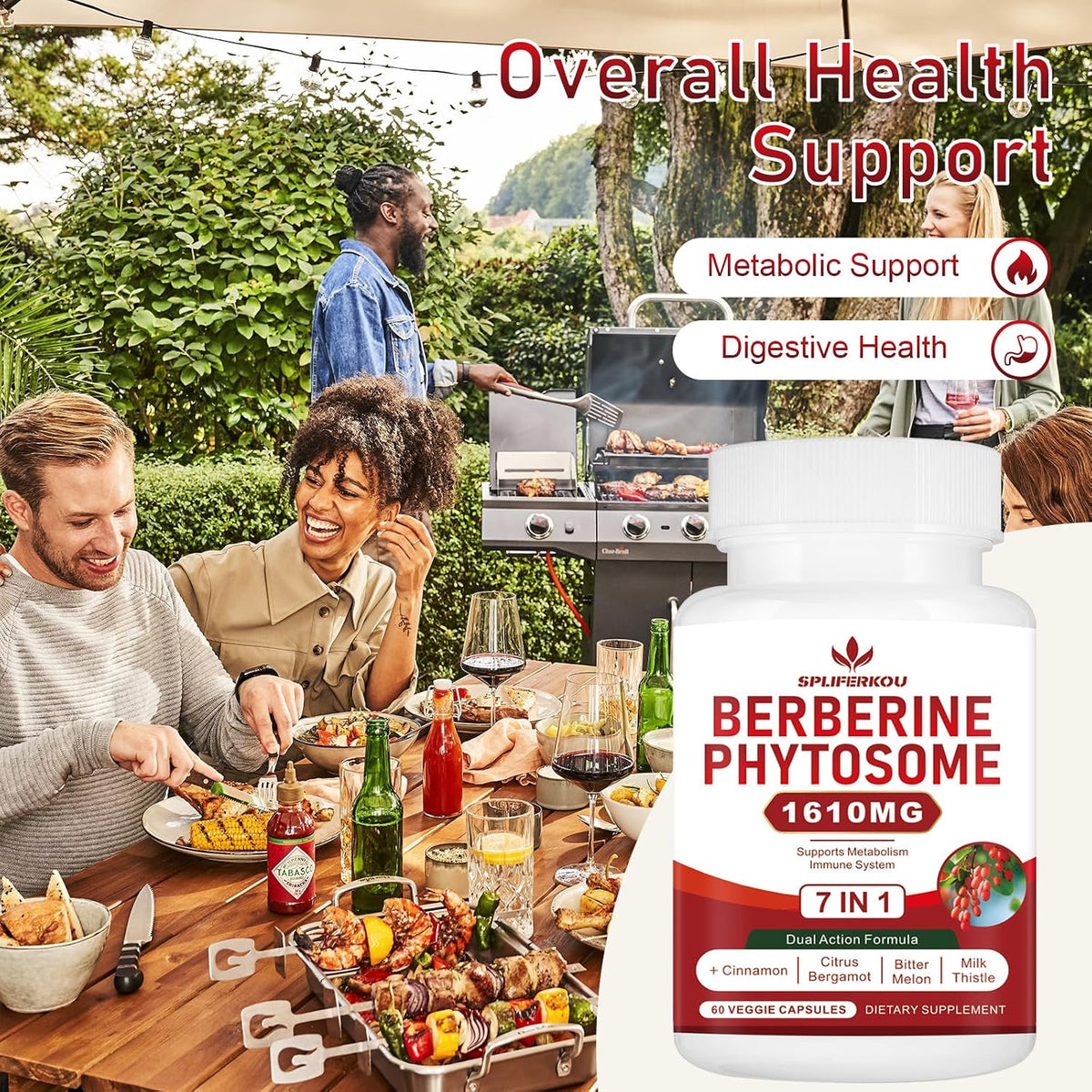 Spliferkou 7-in-1 Berberine Phytosome & Ceylon Cinnamon Complex – 60 Capsules - görsel 3