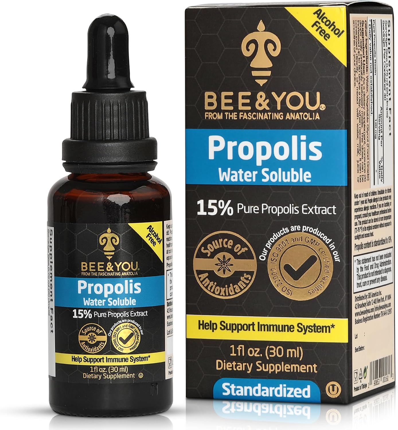 Bee and You Natural Pure Propolis Extract – Water Soluble, High Potency, 30ml - görsel 1