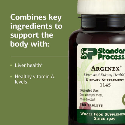 Standard Process Arginex - Liver & Kidney Support Supplement - Daily Immune System Support - Gluten-Free, Dairy-Free & Soya-Free - 180 Tablets