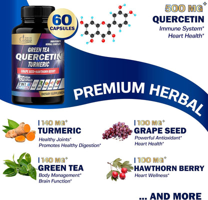Organic Cadane Quercetin Supplements - 60 Superfood Capsules