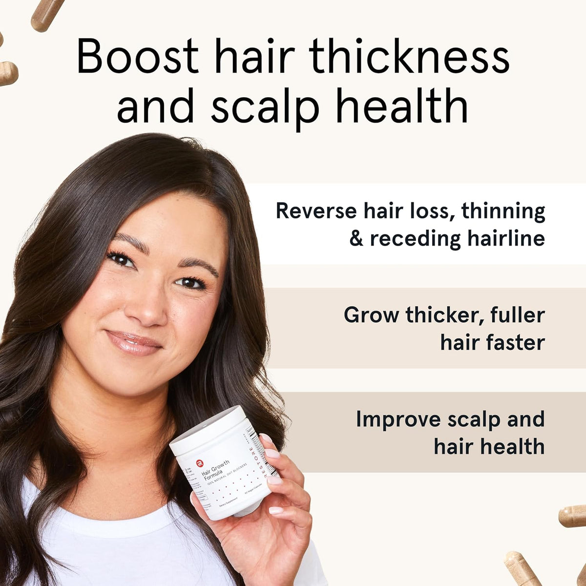 iRestore Hair Growth Supplement - Biotin & Multivitamins for Hair Support for Women and Men, 90 Capsules (30-Day Supply) - görsel 6