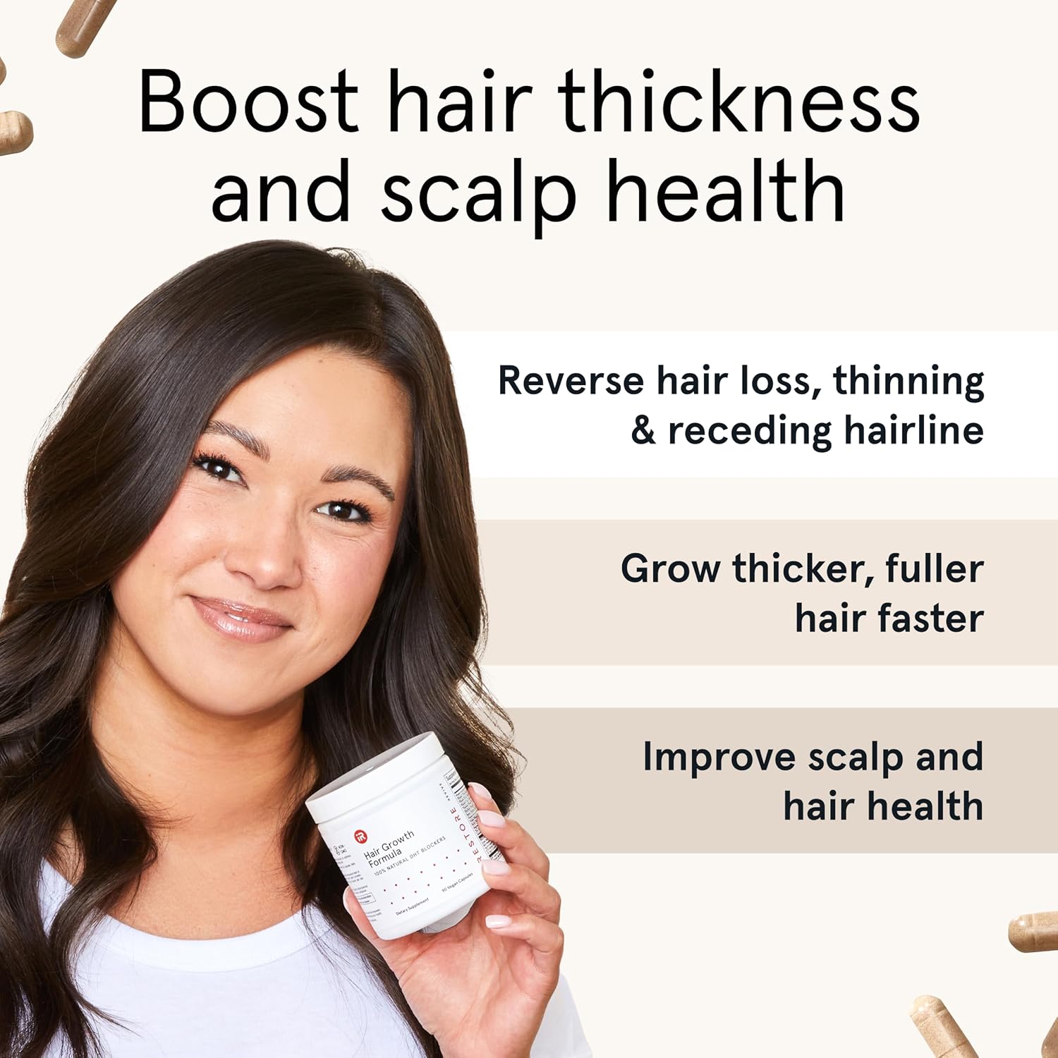 iRestore Hair Growth Supplement - Biotin & Multivitamins for Hair Support for Women and Men, 90 Capsules (30-Day Supply) - görsel 6