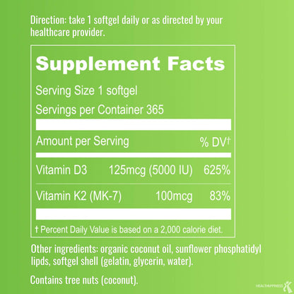 UpNourish Liposomal D3 K2 MK-7 – 365 Mini Softgels with Organic Coconut Oil
