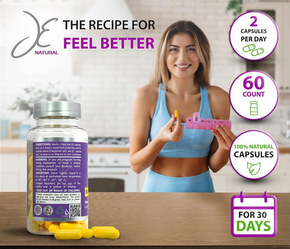 JE Natural Biotin 20,000 mcg Maximum Strength with Vitamin C and Collagen - Hair, Skin and Nails Support - 60 Capsules