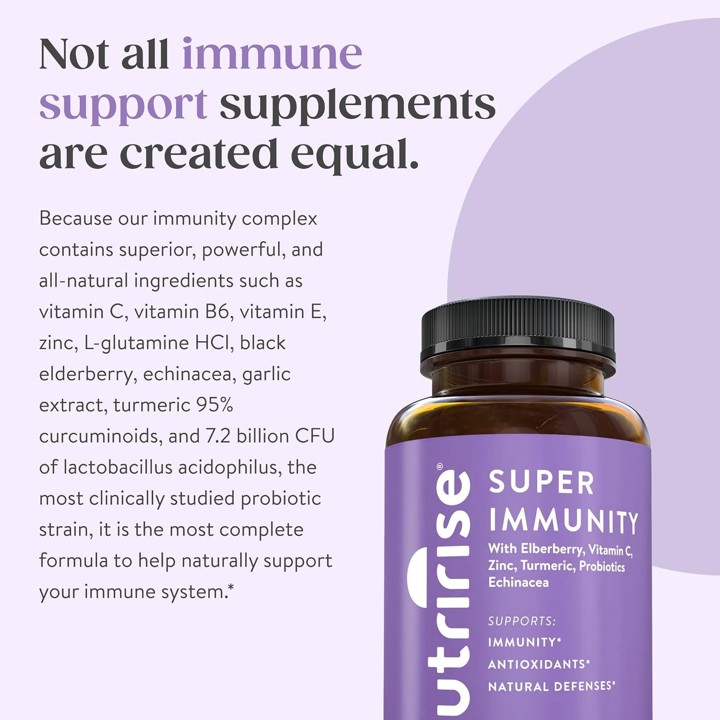 NutriRise Immunity Complex: Immune Support Supplement with Elderberry, Vitamin C, Zinc, Probiotics - 90 Count - görsel 9