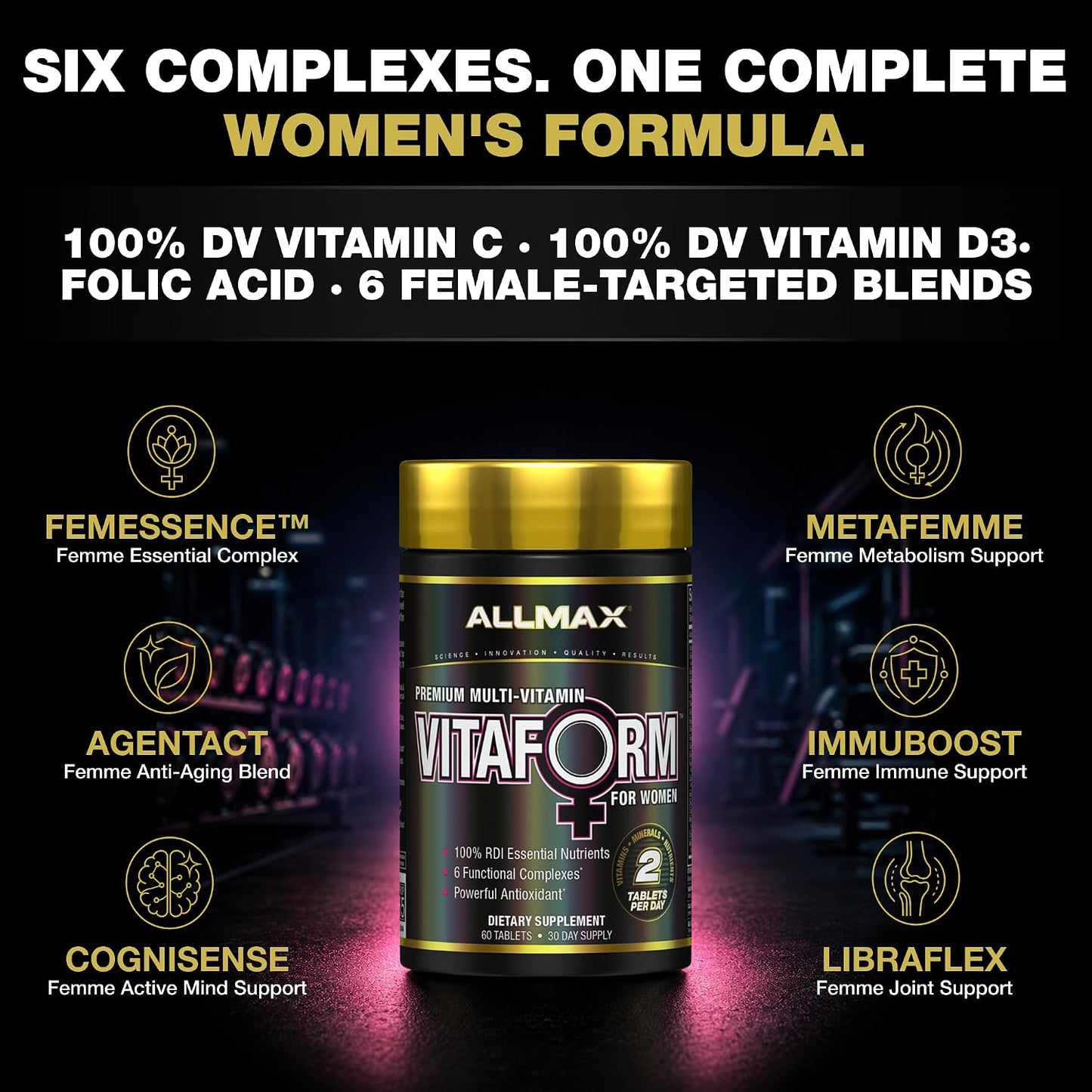 ALLMAX VITAFORM - Premium Multivitamin for Women - 60 Tablets - görsel 3