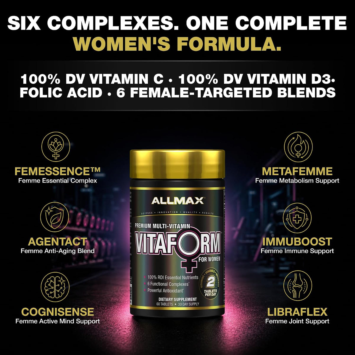 ALLMAX VITAFORM - Premium Multivitamin for Women - 60 Tablets - görsel 3