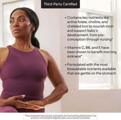 THORNE Basic Prenatal – Active Folate & Choline Antenatal Supplement for Pregnant and Nursing Women