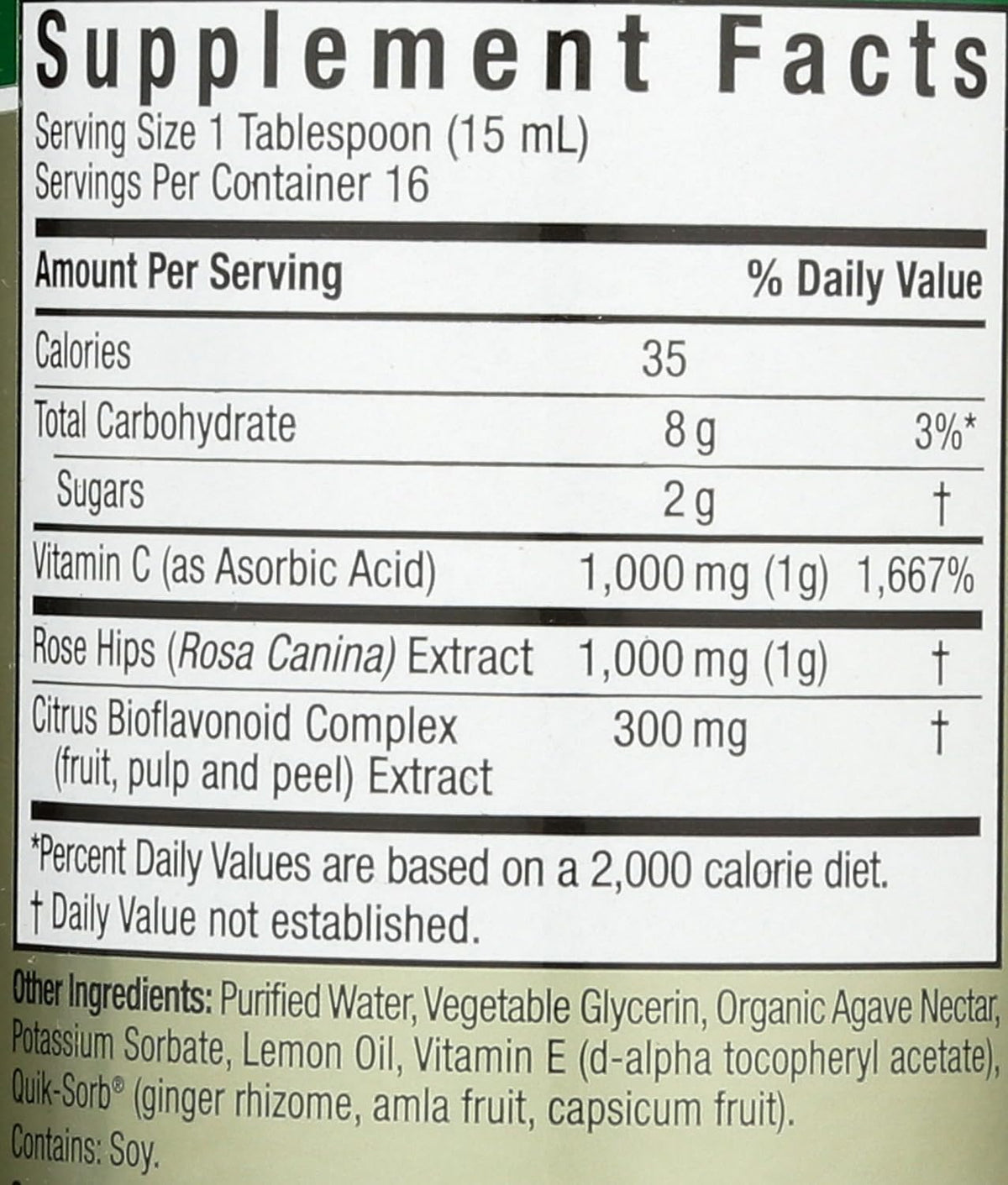 Nature's Answer Liquid Vitamin C 1000mg with Rose Hips & Bioflavonoids, 240 ml - görsel 4