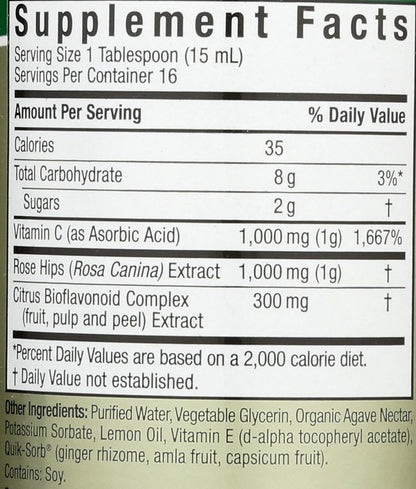 Nature's Answer Liquid Vitamin C 1000mg with Rose Hips & Bioflavonoids, 240 ml