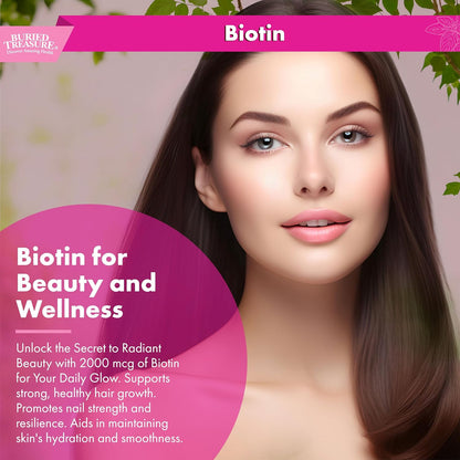 Buried Treasure Biotin Drops - Liquid Vitamin B7 for Hair, Skin & Nails, 60 ml (120 Servings)