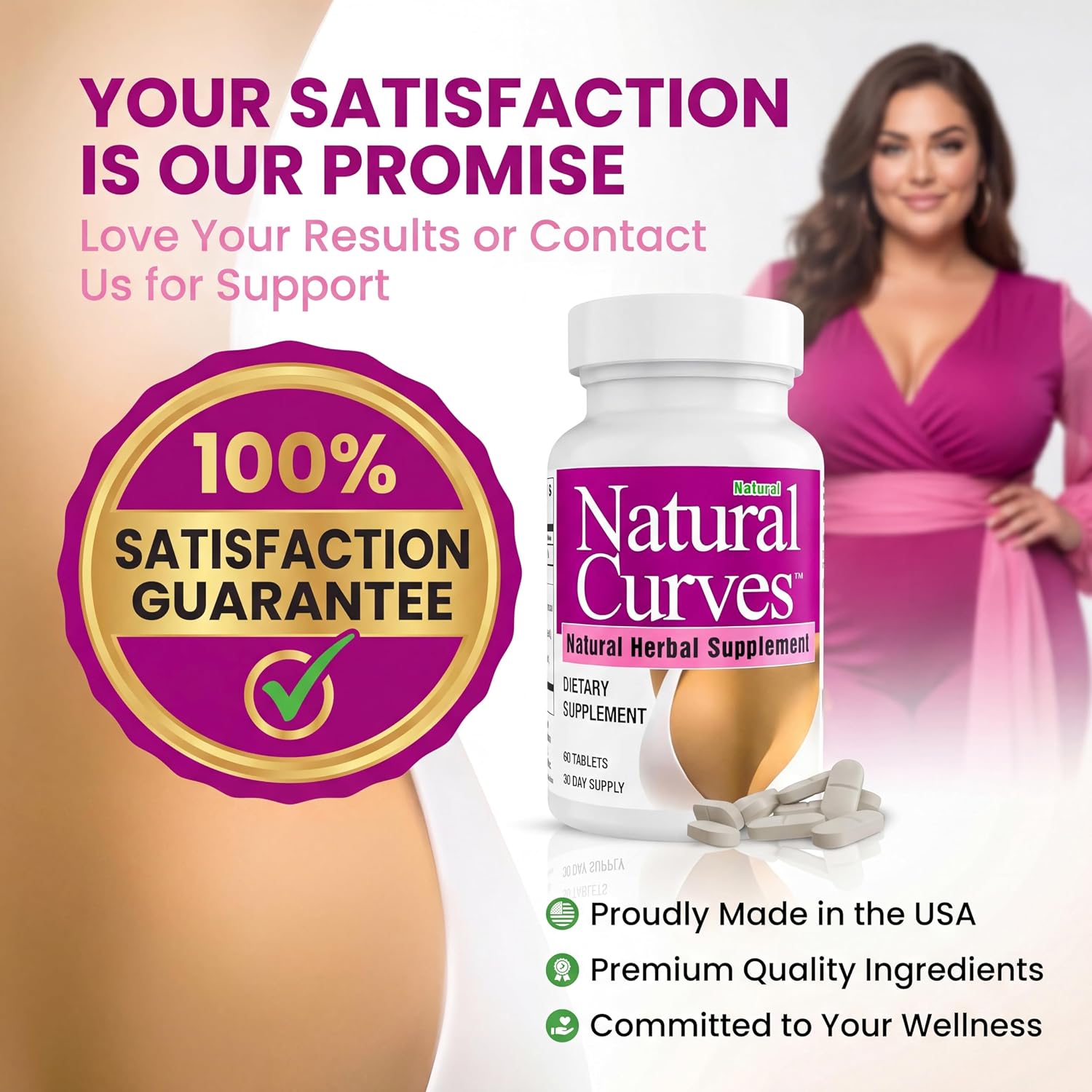 Natural Curves Breast Enhancement Tablets - Herbal Supplement with Fenugreek, Wild Yam, Saw Palmetto - Vegan Non-GMO 60 Tablets - görsel 7