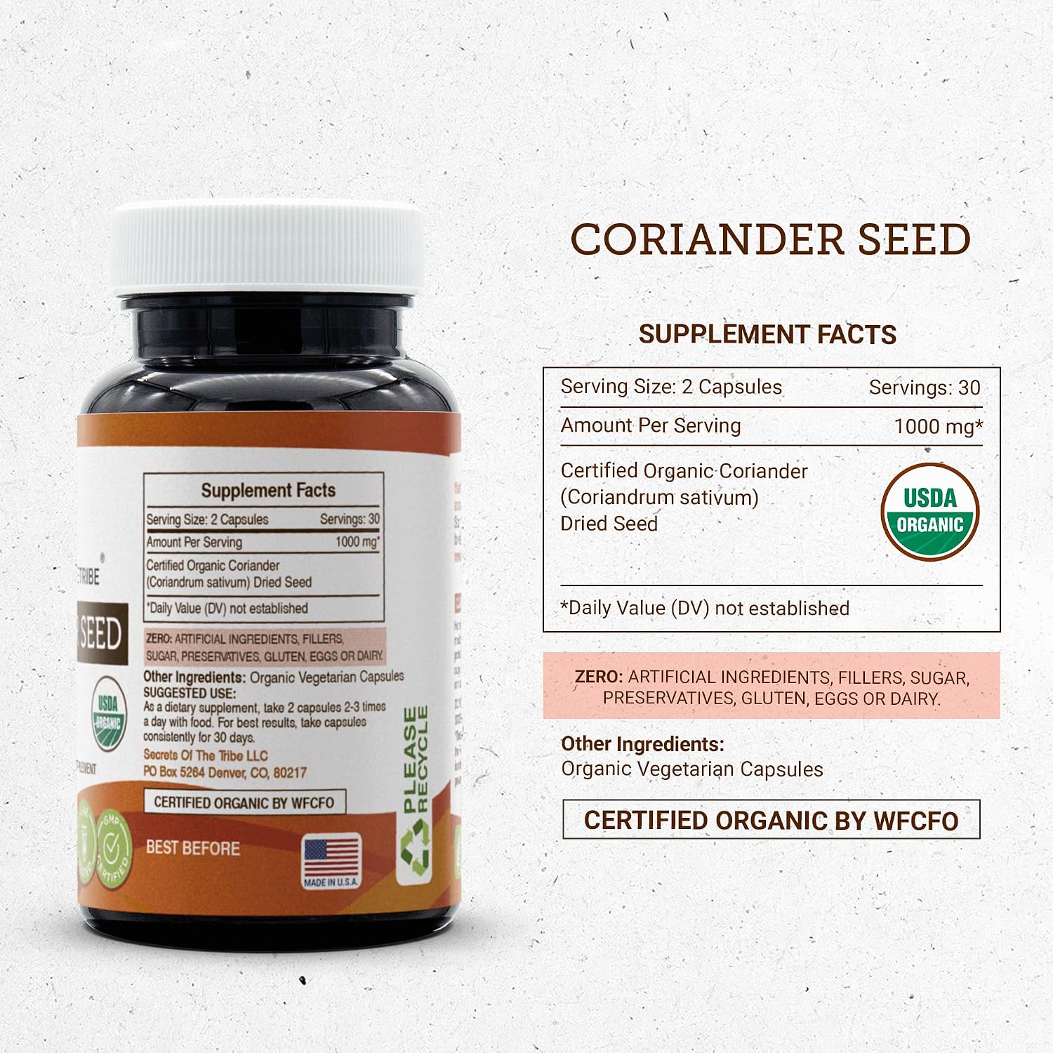 Secrets of the Tribe Organic Coriander Seed – 60 Vegetarian Capsules - görsel 4