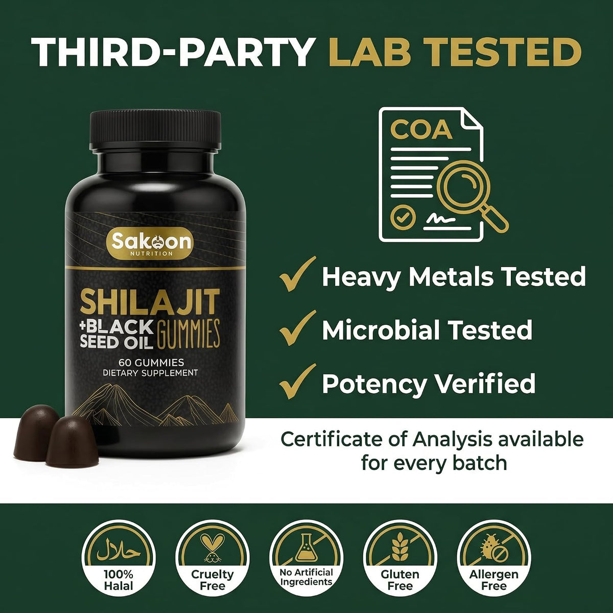 Pure Shilajit Gummies for Men and Women, with Black Seed Oil – High Potency Himalayan Resin – Energy, Immune & Cognitive Support – Lab Tested, Non-GMO, Gluten-Free - görsel 6