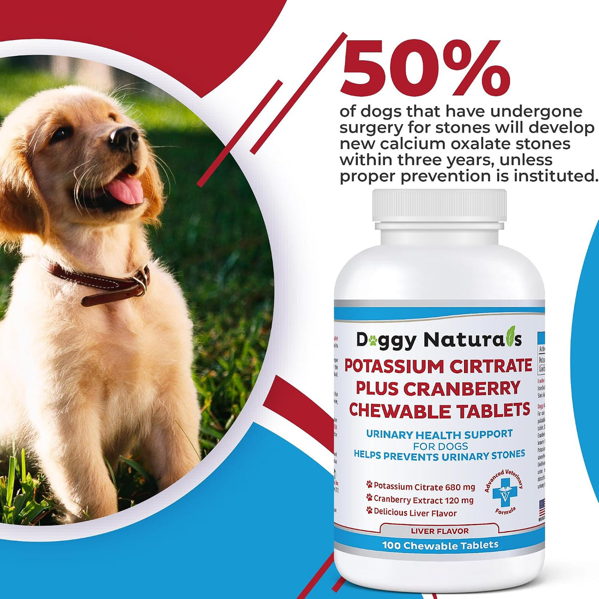 Potassium Citrate Plus Cranberry Supplement for Dogs (100 Tablets) – Urinary Tract Support – Helps Deter Formation of Calcium Oxalate Stones – Deters Bladder & Kidney Stones (Made in the USA) - görsel 6