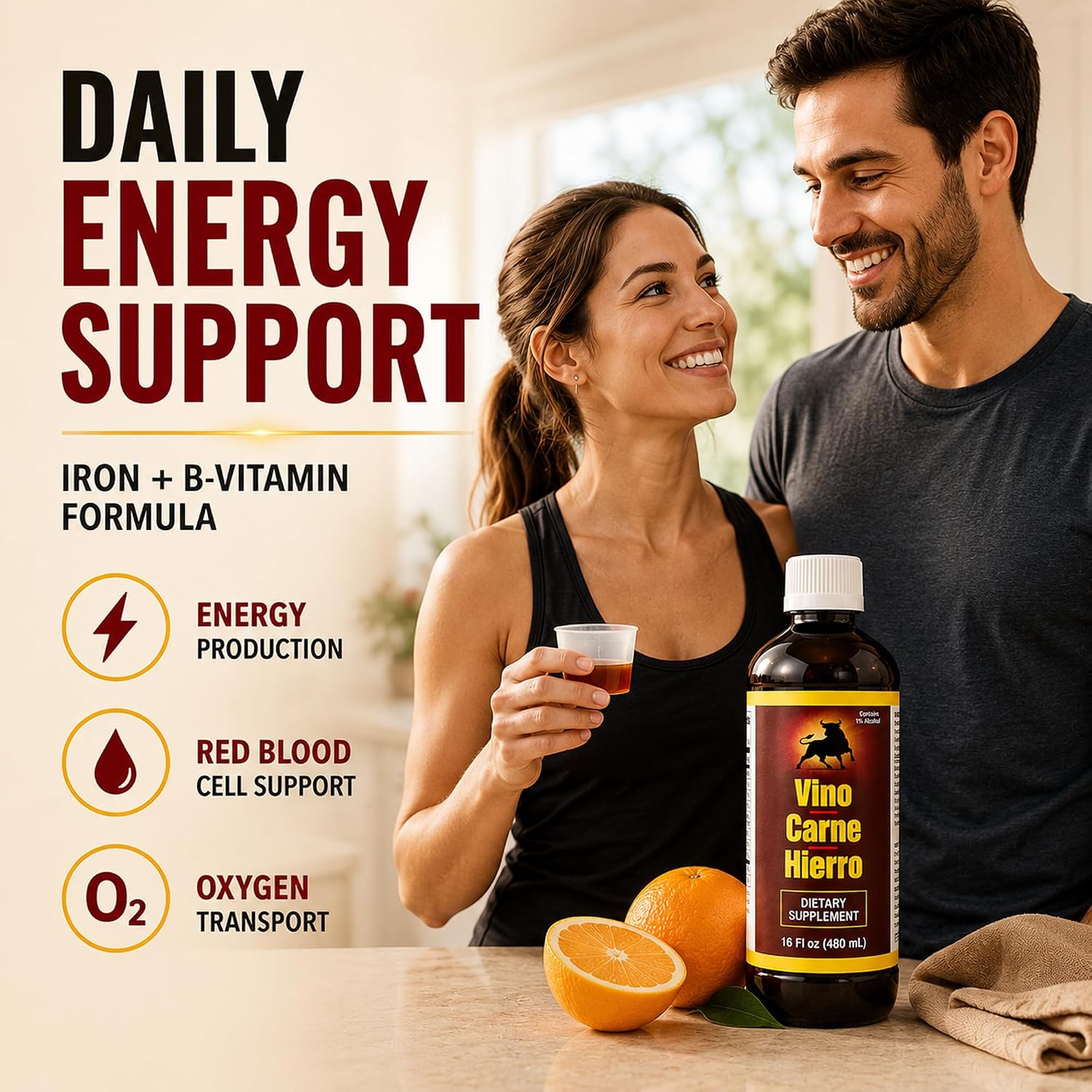 Menper Vino Carne Hierro Iron Supplement - Liquid Iron with Vitamin Blend, 473 ml - görsel 2