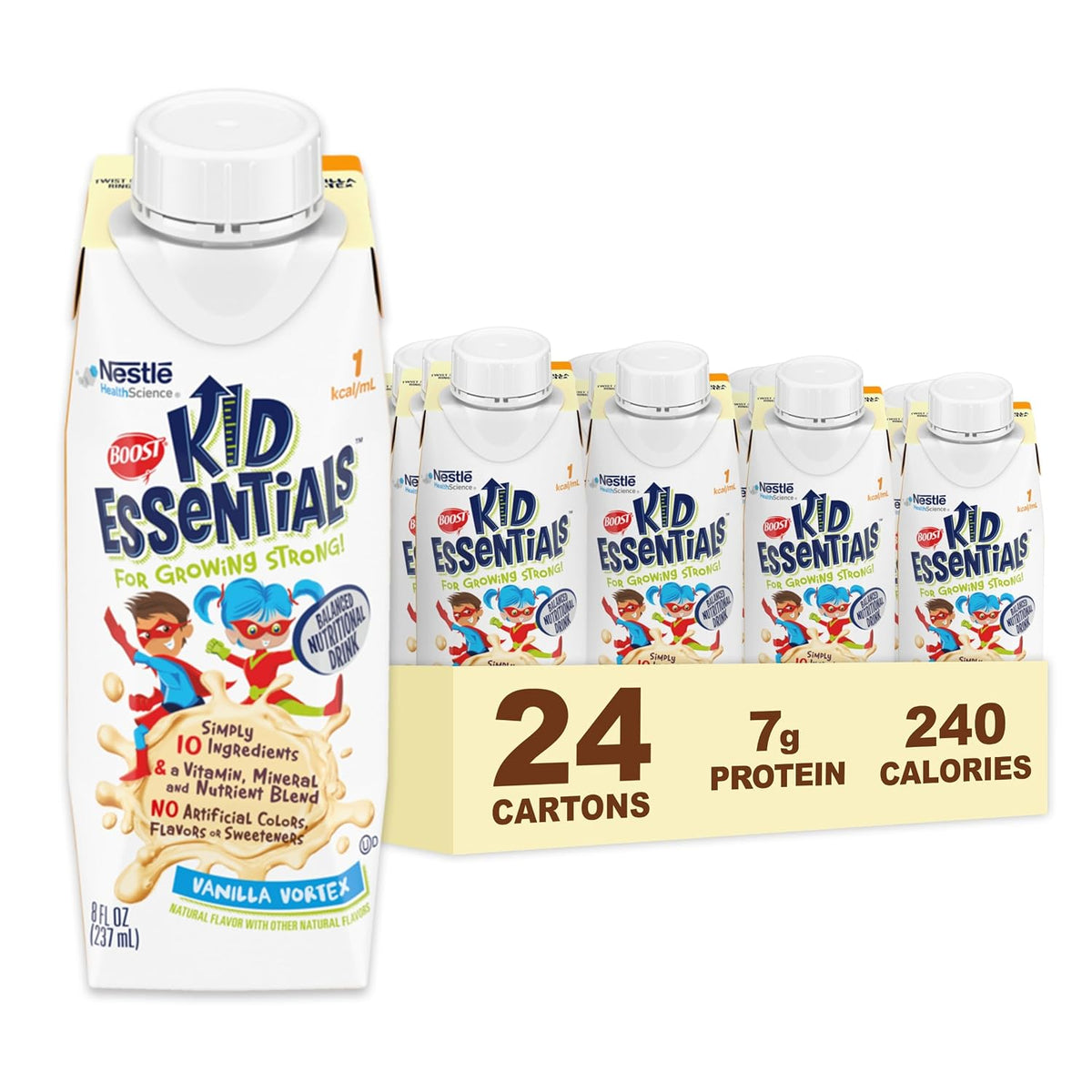 BOOST Kid Essentials 1.0kcal Balanced Nutritional Drink for Kids, Strawberry Splash, 237 ml (Pack of 24) - görsel 9