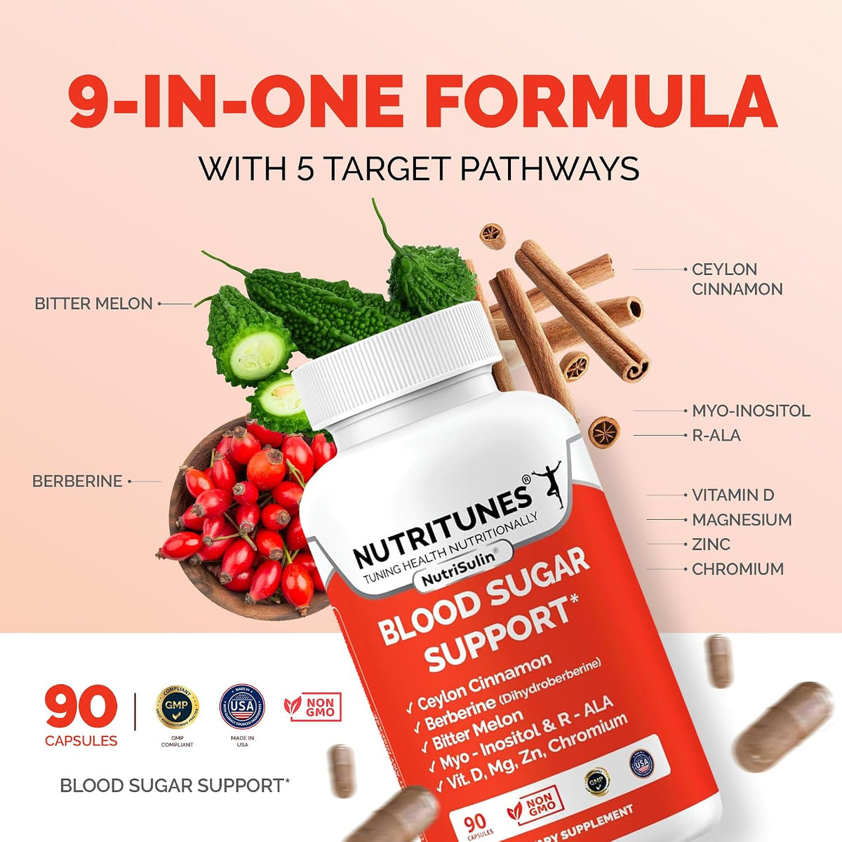 NutriSulin - Ceylon Cinnamon & Berberine Blood Sugar Support Supplement - 90 Capsules - görsel 5