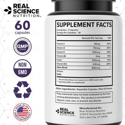 Real Science Glaucomol Miracle - Natural Eye Vitamins & Eye Supplements for Optic Nerve & Ocular Circulation Support – with Vitamins C, D & B12 for Vision Clarity & Eye Comfort – Made in USA, 60 Caps