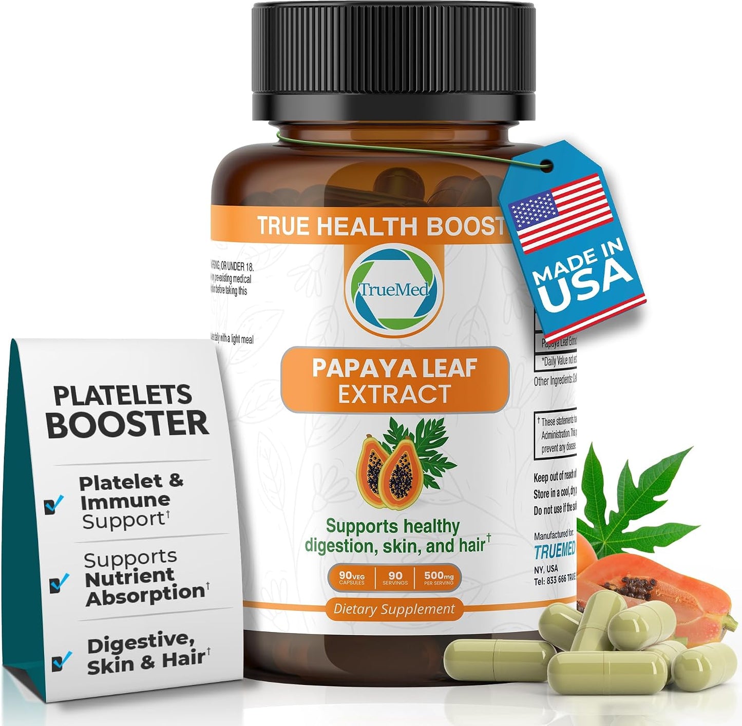 Papaya Leaf Extract 500 mg – 4X Extra Strength – 60 Capsules - görsel 9