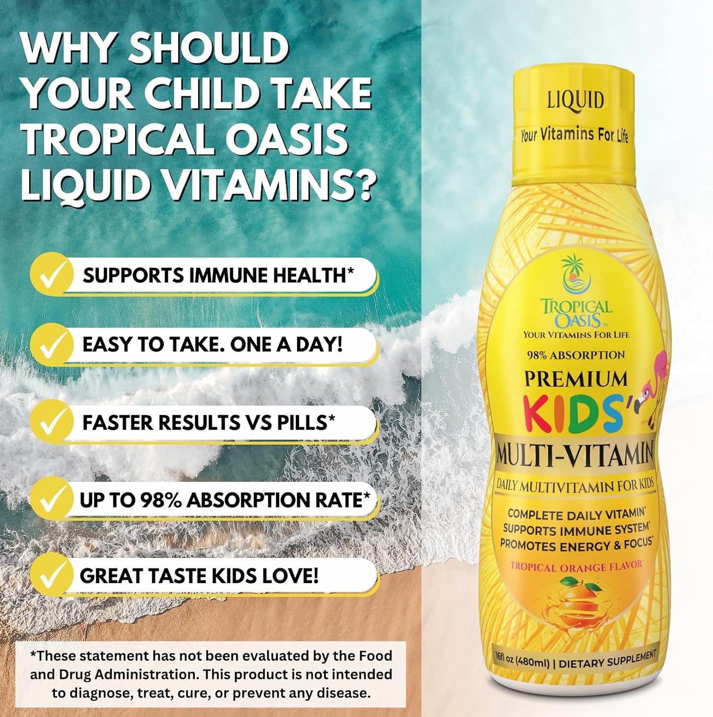 Tropical Oasis Premium Liquid Multivitamin for Kids - 473 ml (32 Servings) - görsel 4