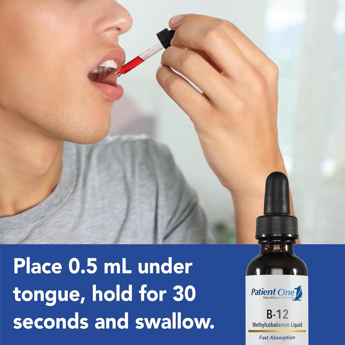Patient One Vitamin B12 2000mcg Liquid | Food Supplement to Support Normal Energy, Heart and Nervous System Function | Methylcobalamin Form | 30ml - görsel 3