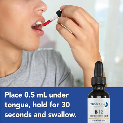 Patient One Vitamin B12 2000mcg Liquid | Food Supplement to Support Normal Energy, Heart and Nervous System Function | Methylcobalamin Form | 30ml
