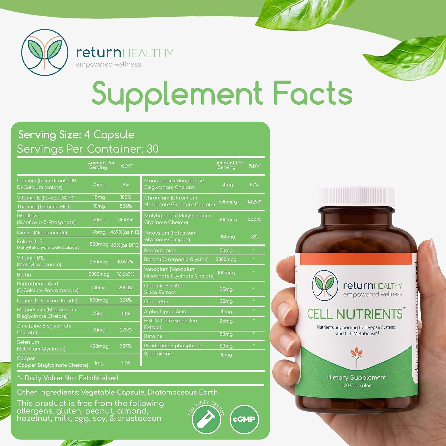 Cell Nutrients by Return Healthy - Mitochondrial Supplement for Cell Repair & Metabolism - görsel 8