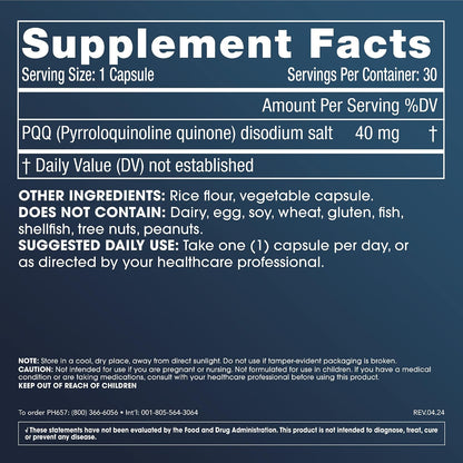 ProHealth Pure PQQ, 40 mg, 30 Capsules - High Strength Mitochondrial Support