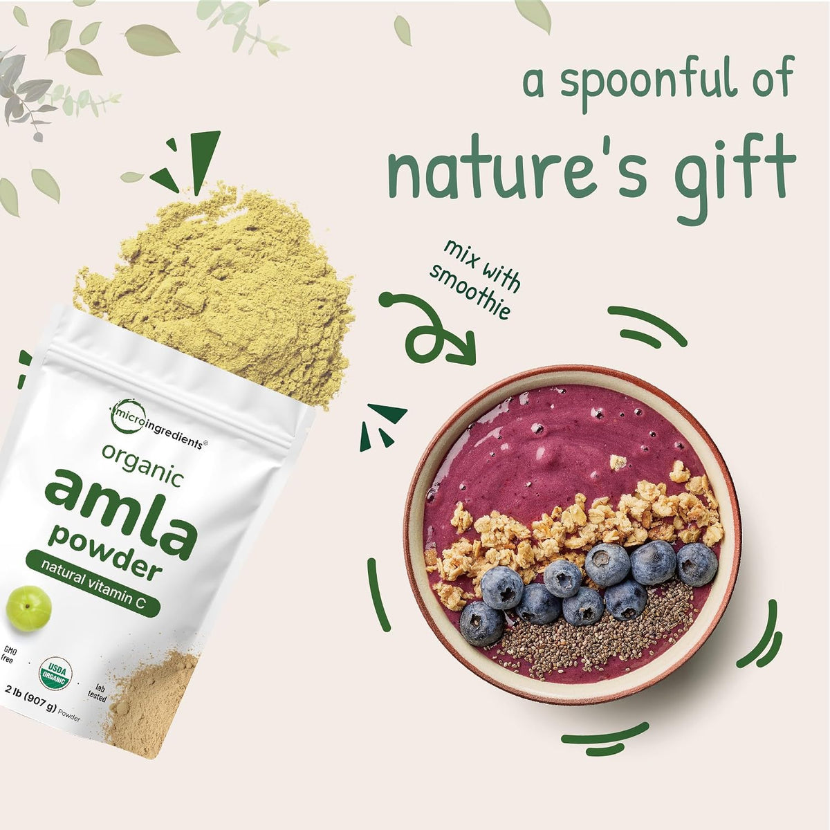 Micro Ingredients Organic Amla Powder (Amalaki) - 907g, India Origin Gooseberry Powder - görsel 6