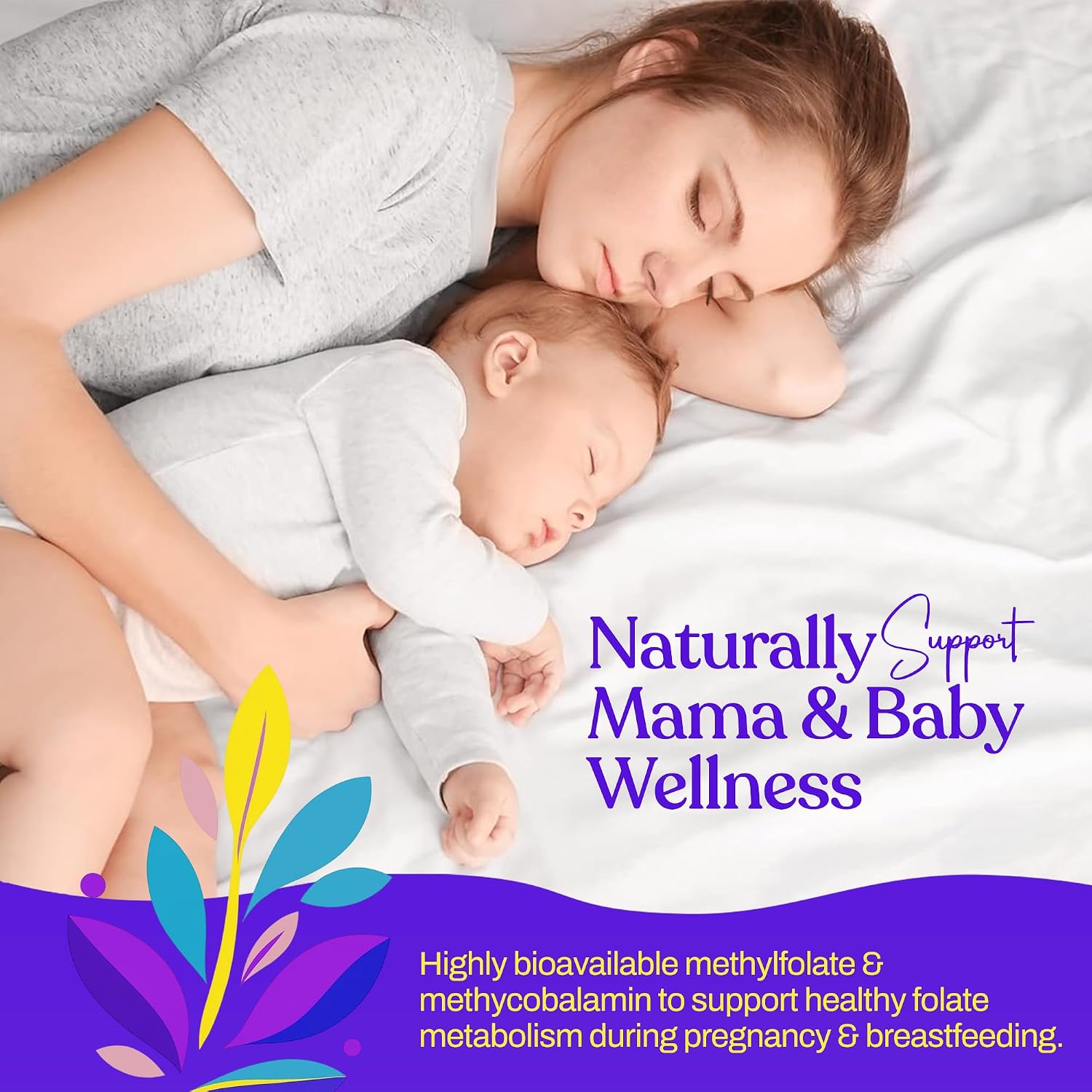Mama's Select Methylfolate + B12 for Pregnancy & Breastfeeding – 5-MTHF Folate + Methylcobalamin – Supports Baby's Normal Growth – MTHFR Friendly – Vegan – 30 Capsules - görsel 7
