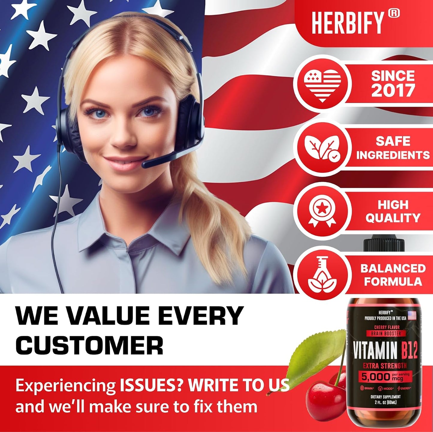 HERBIFY Vitamin B12 Methylated Multivitamin Energy Drops – 5000 mcg Methylcobalamin, 60 ml - görsel 7