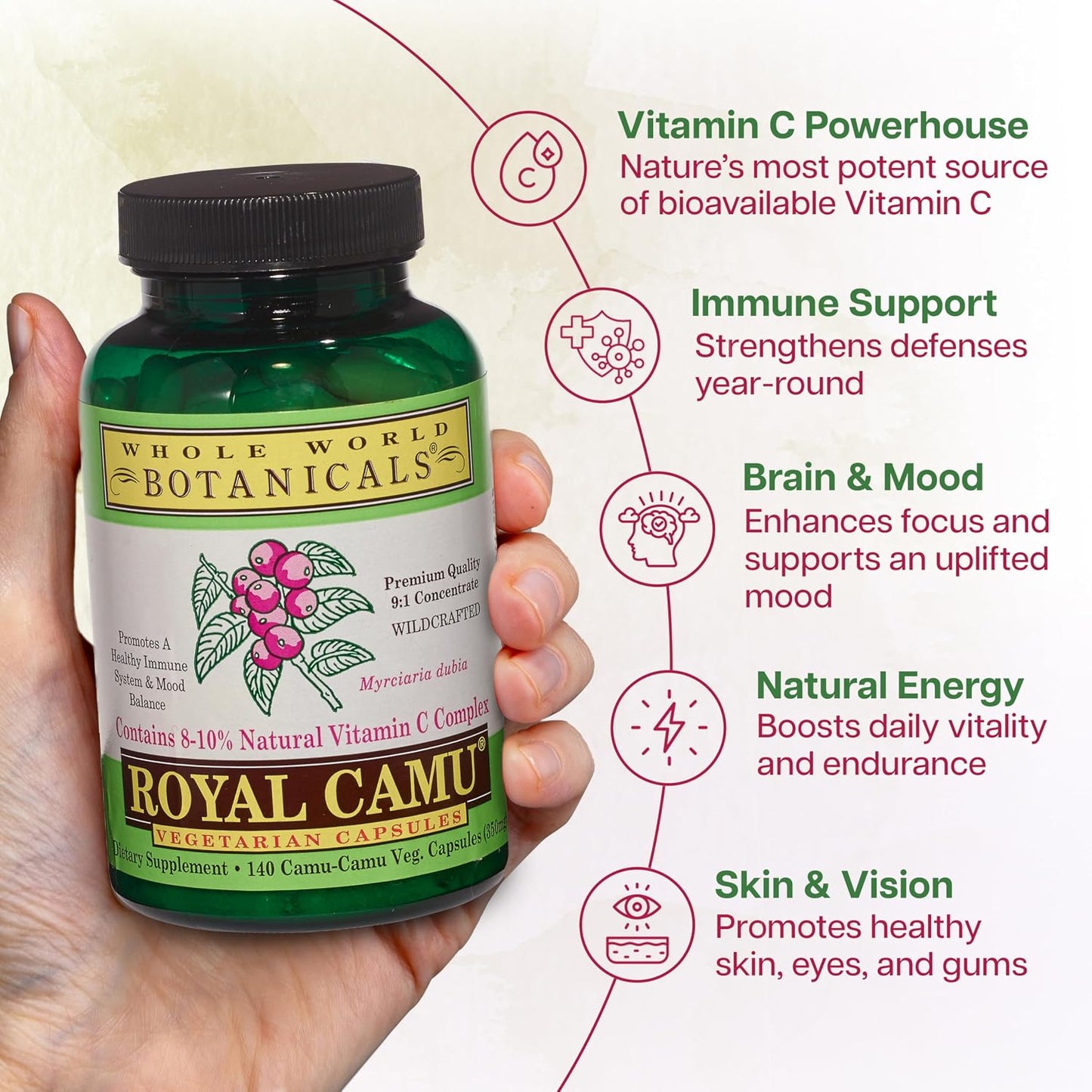 Royal Camu Natural Vitamin C Supplement - 140 Capsules - görsel 3