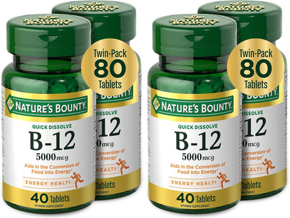Nature's Bounty Vitamin B12 500 mcg Quick Dissolve Tablets, 300 Tablets (Pack of 3)