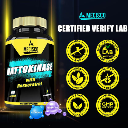 Mecisco Nattokinase Supplement with Trans-Resveratrol - 60 Capsules