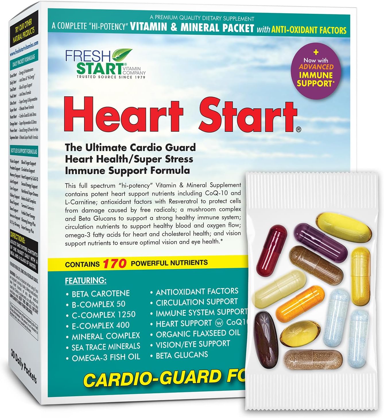 Heart Start All-in-One Daily Vitamin Pack – Heart & Circulation Support with CoQ10, Omega-3, L-Carnitine, Resveratrol & Hawthorn Berry – 30-Day Supply - görsel 1