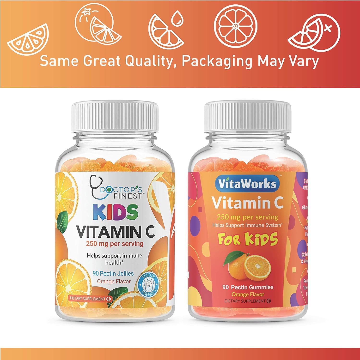 Doctors Finest Vitamin C Gummies for Children - 250 mg, 90 Jellies - Vegan, Gluten-free, Orange Flavour - görsel 2