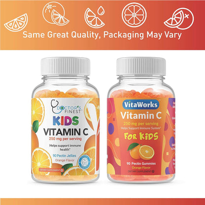 Doctors Finest Vitamin C Gummies for Children - 250 mg, 90 Jellies - Vegan, Gluten-free, Orange Flavour