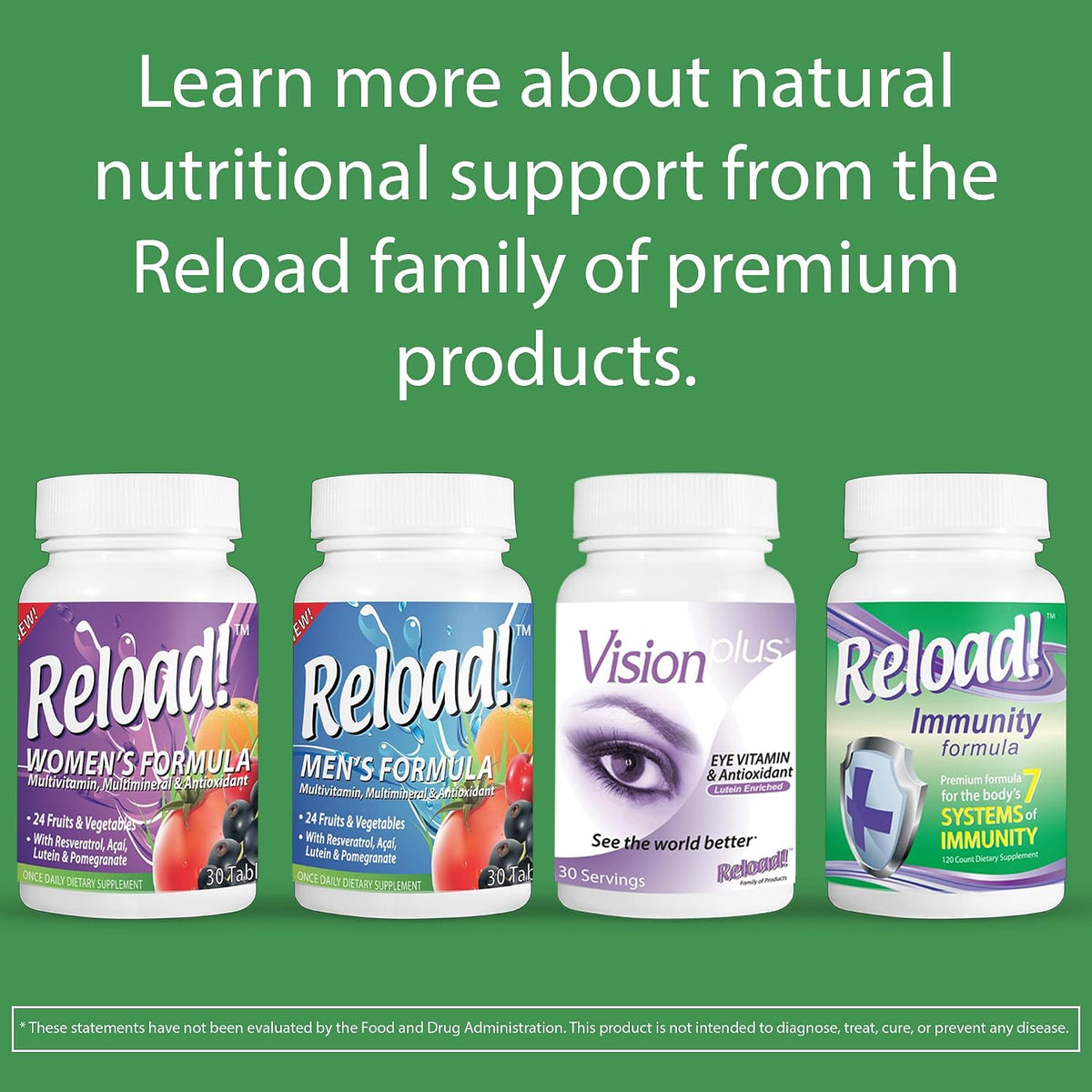 Reload! Immunity Antioxidant, Echinacea, Vitamins A, C, D, Zinc, Selenium, Ginkgo, Aloe, Probiotic/Prebiotic, Fenugreek Capsules 120ct, 30 Day Supply - görsel 6