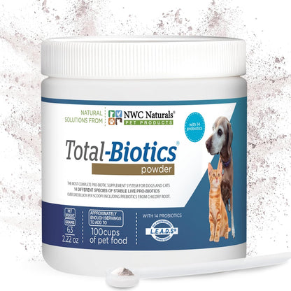 NWC Naturals Total-Biotics Probiotic for Dogs & Cats - Digestive Health Powder, 100 Servings