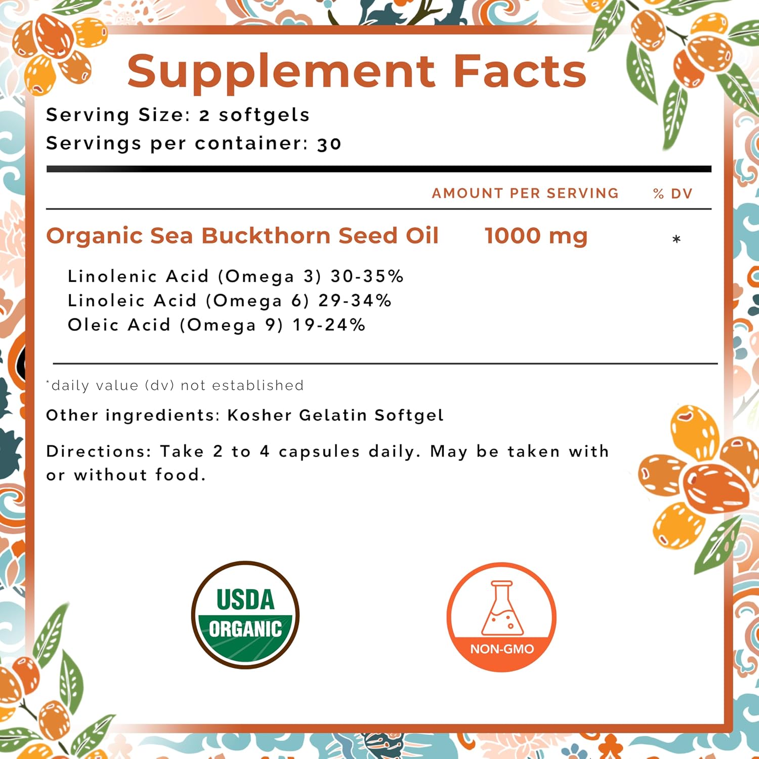 Organic Sea Buckthorn Seed Oil Soft gel capsules – Omega-3, 6 & 9 for Hair, Skin & Nail Health – 120 Soft gel capsules - görsel 6