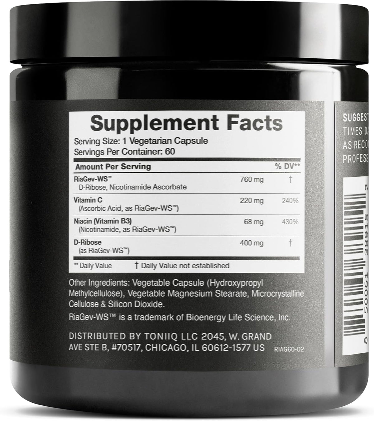 Toniiq Ultra High Potency NAD+ Supplement – RiaGev Complex with D-Ribose, Niacin, and Nicotinamide - görsel 2