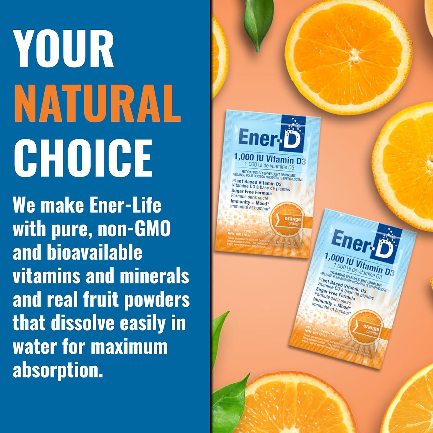 Ener-D Sugar Free Multivitamin Drink Mix, Orange, 24 Packets - görsel 6