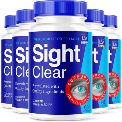 Sight Clear 20/20 Vision Support Supplement for Eyes – 5 Month Supply – Pack of 5