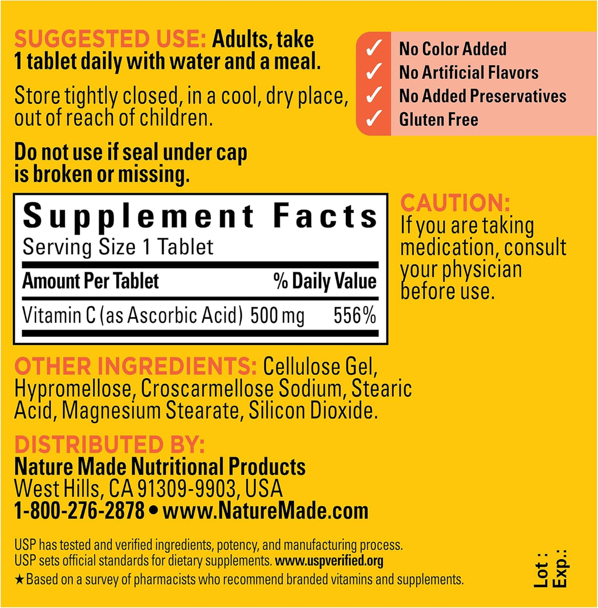 Nature Made Vitamin C 500 mg Tablets, 100 Tablets - görsel 7
