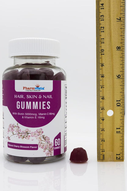 Pharmvista Hair Skin & Nail Vitamin Gummies with Biotin, Vitamin C and E