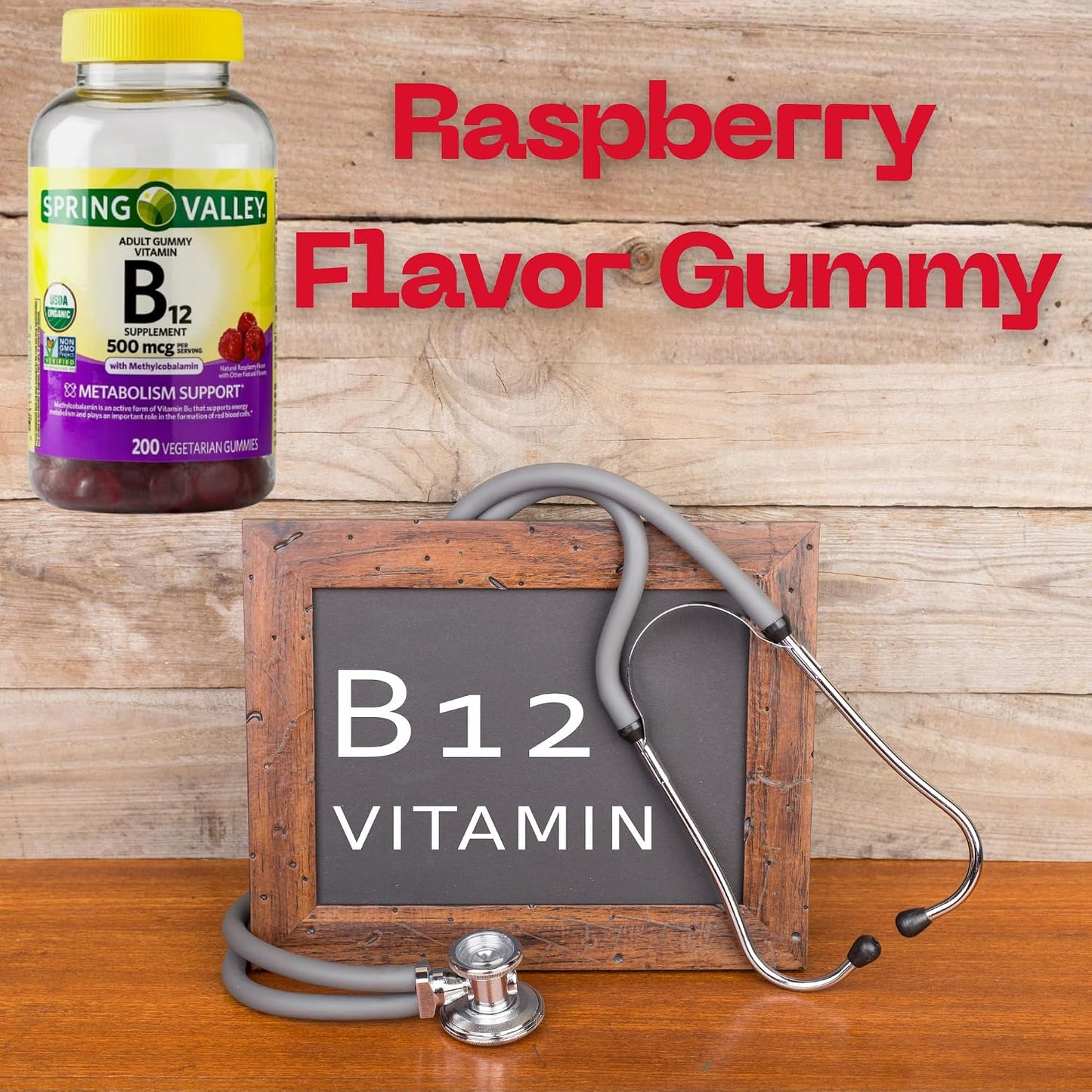 B12 500 mcg Spring Valley Raspberry Flavour Gummy Vitamins, 200 Count - görsel 7
