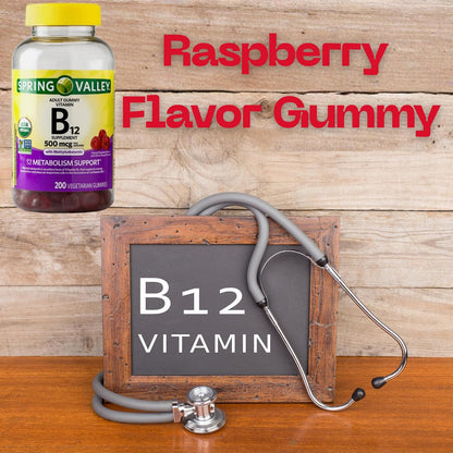 B12 500 mcg Spring Valley Raspberry Flavour Gummy Vitamins, 200 Count